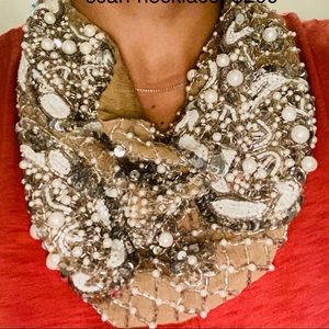 Roarke Ny silk embroidered scarf necklace